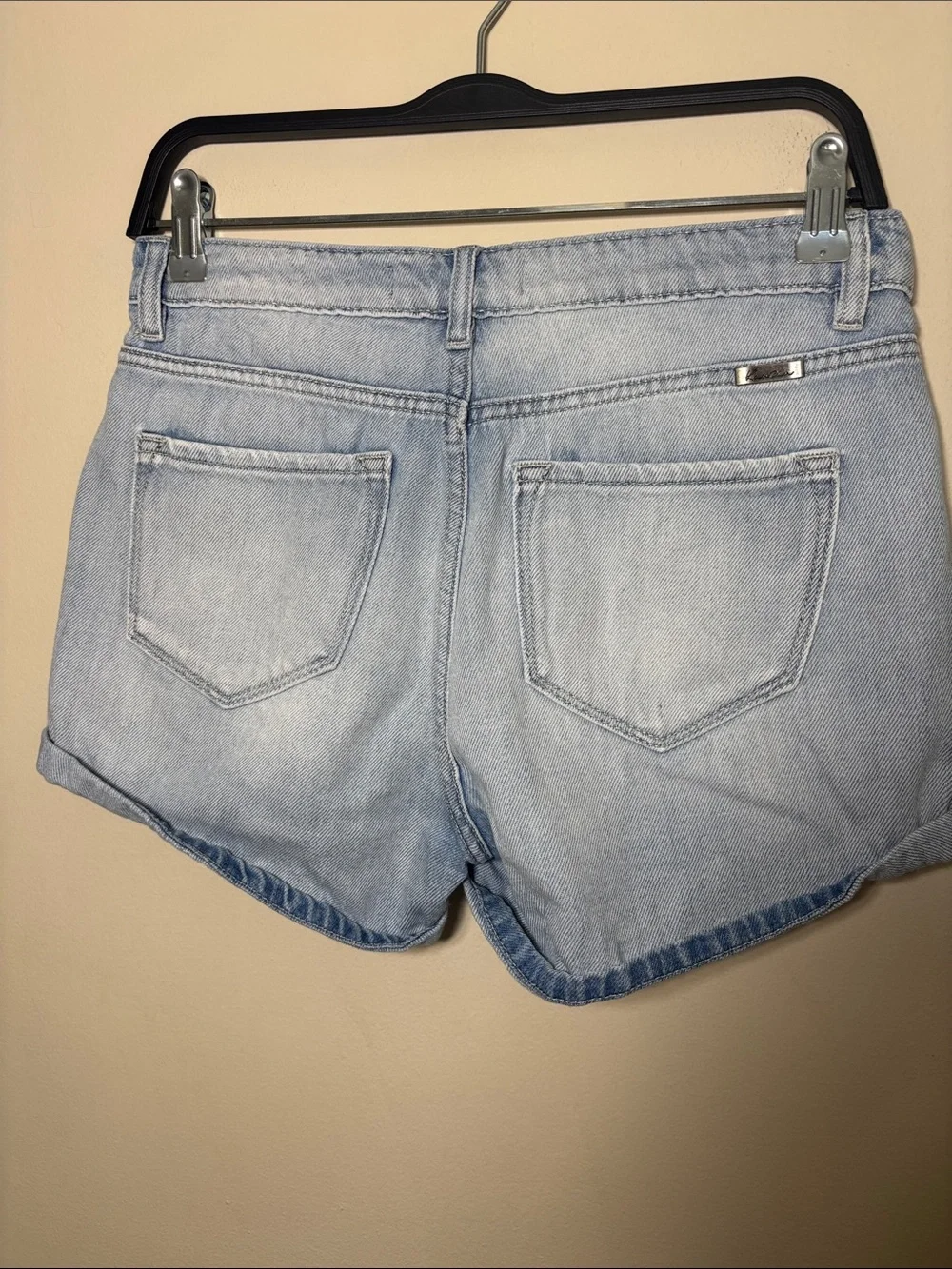 KanCan Light Blue Distressed Roll-Hem Jean Shorts